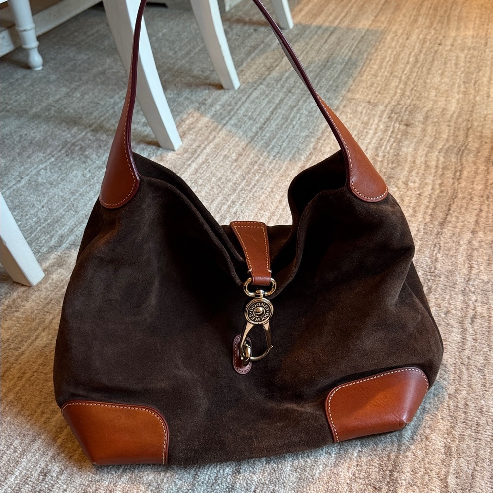 Dooney Bourke cocoa suede hadbag - Picture 4 of 12